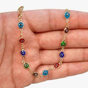 14K Gold Filled Evil Eye Bracelet for Women's 7.5" 3.3g/ Everyday Bracelet Luck